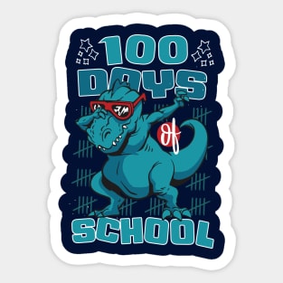 100 Days of school featuring a T-rex dino Dabbing #1 Sticker